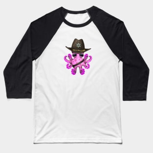 Cute Pink Baby Octopus Sheriff Baseball T-Shirt